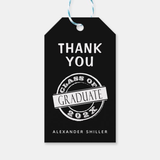 Custom Modern Black Graduate Vielen Dank Geschenkanhänger (Vorderseite)