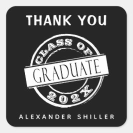 Custom Modern Black Graduate Vielen Dank Quadratischer Aufkleber