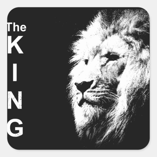 Custom Modern Black & White Pop Art Lion Head Quadratischer Aufkleber (Vorderseite)