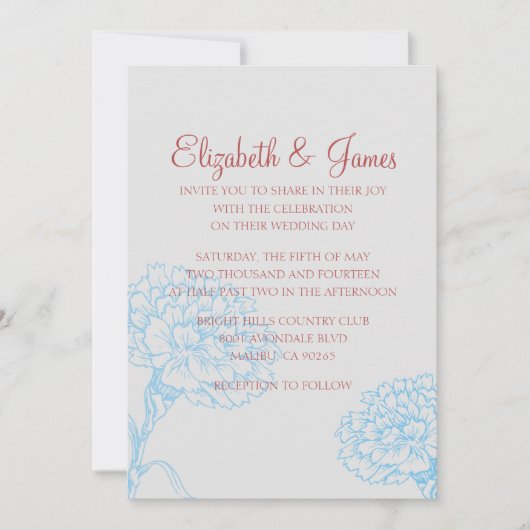 Custom Modern Blue and Red Wedding Einladungen (Vorderseite)