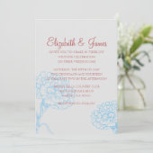 Custom Modern Blue and Red Wedding Einladungen (Stehend Vorderseite)