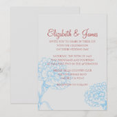 Custom Modern Blue and Red Wedding Einladungen (Vorne/Hinten)