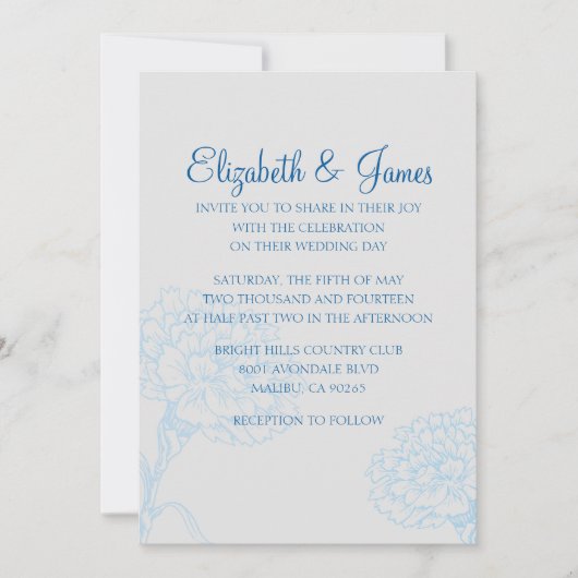 Custom Modern Blue and White Wedding Einladungen (Vorderseite)
