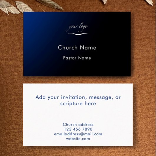 Custom Modern Blue Gradient Church Pastor Minister Visitenkarte