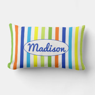 Custom Modern Blue Green Orange Yellow Strips Kissen Für Draußen