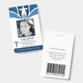 Custom Modern Blue Hospital Mitarbeiter Medical ID Ausweis (Vorder- & Rückseite)