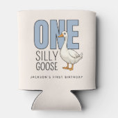 Custom Modern Blue One Silly Goose First Birthday Dosenkühler (Rückseite)