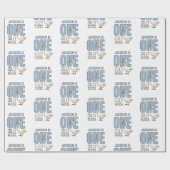 Custom Modern Blue One Silly Goose First Birthday Geschenkpapier (Flach)