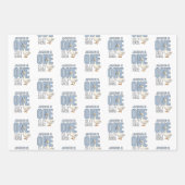 Custom Modern Blue One Silly Goose First Birthday Geschenkpapier Set (Vorderseite 3)