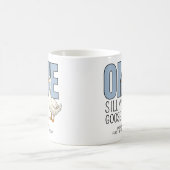 Custom Modern Blue One Silly Goose First Birthday Kaffeetasse (Mittel)