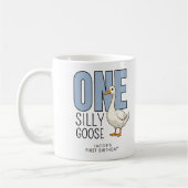 Custom Modern Blue One Silly Goose First Birthday Kaffeetasse (Links)