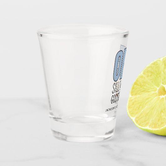 Custom Modern Blue One Silly Goose First Birthday Schnapsglas (Links)