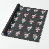 Custom Modern Blue Pink Halloween Sugar Skull Geschenkpapier (Ungerollt)