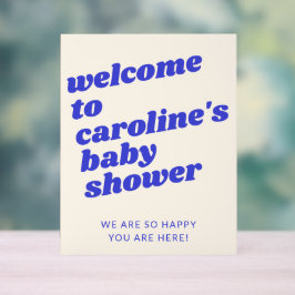 Custom Modern Blue Retro Baby Shower Welcome Acrylschild