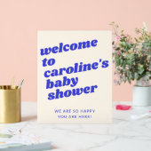 Custom Modern Blue Retro Baby Shower Welcome Acrylschild (Hochzeit)