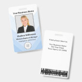 Custom Modern Blue White Business Employee Foto Ausweis (Front & Back)