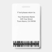 Custom Modern Blue White Business Employee Foto Ausweis (Back)