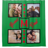 Custom Modern Bonus Vater Stepdad 4 Foto Collage Duschvorhang (Vorderseite)