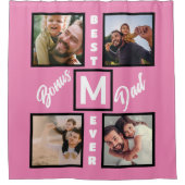 Custom Modern Bonus Vater Stepdad 4 Foto Collage Duschvorhang (Vorderseite)