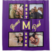 Custom Modern Bonus Vater Stepdad 4 Foto Collage Duschvorhang (Vorderseite)