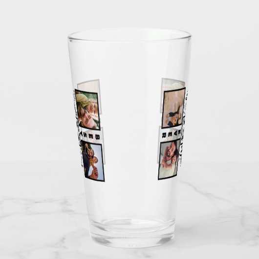 Custom Modern Bonus Vater Stepdad 4 Foto Collage Glas (Links)