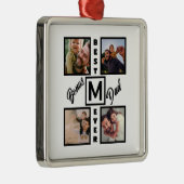 Custom Modern Bonus Vater Stepdad 4 Foto Collage Ornament Aus Metall (Rechts)