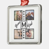 Custom Modern Bonus Vater Stepdad 4 Foto Collage Ornament Aus Metall (Links)