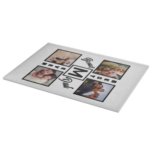 Custom Modern Bonus Vater Stepdad 4 Foto Collage Schneidebrett (Ecke)