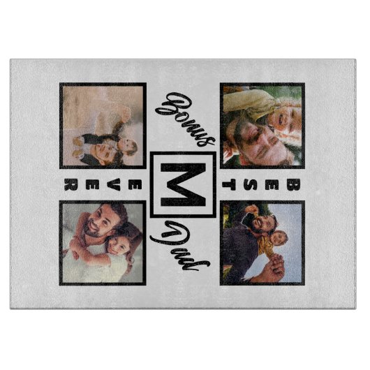 Custom Modern Bonus Vater Stepdad 4 Foto Collage Schneidebrett (Vorderseite)
