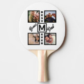 Custom Modern Bonus Vater Stepdad 4 Foto Collage Tischtennis Schläger (Vorderseite)