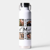 Custom Modern Bonus Vater Stepdad 4 Foto Collage Trinkflasche (Vorne)