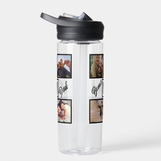 Custom Modern Bonus Vater Stepdad 4 Foto Collage Trinkflasche (Rechts)