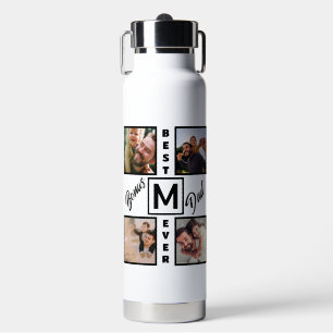 Custom Modern Bonus Vater Stepdad 4 Foto Collage Trinkflasche