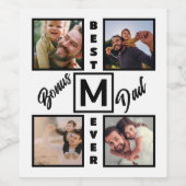Custom Modern Bonus Vater Stepdad 4 Foto Collage Weinetikett (Einzelnes Label)