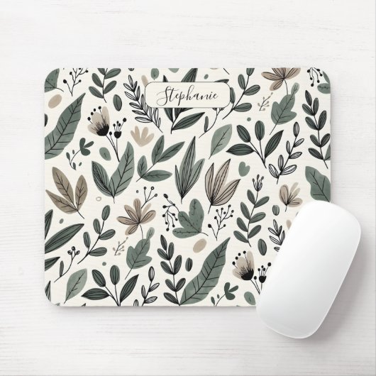 Custom Modern Botanical Office Pattern Mousepad (Mit Mouse)