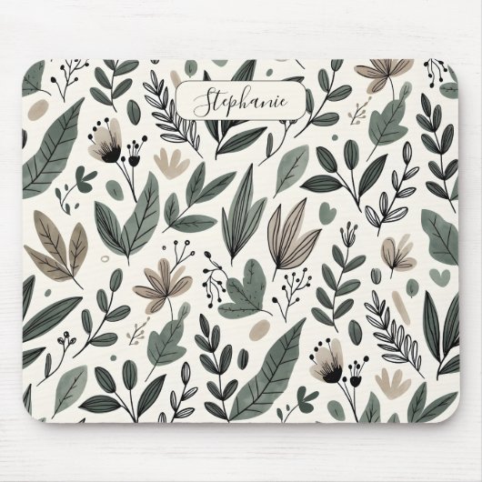 Custom Modern Botanical Office Pattern Mousepad (Vorne)