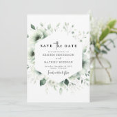 Custom Modern Botanical Sage Green Wedding Save The Date (Stehend Vorderseite)