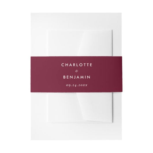 Custom Modern Burgundy Wedding Einladungsbanderole (Vorderseite Beispiel)