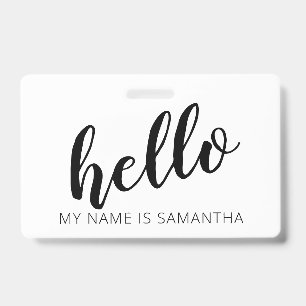 Custom Modern Calligraphy Hello Name Abzeichen Ausweis