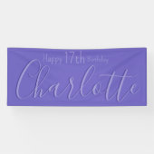 Custom Modern Chic Lila Happy 17. Geburtstag Banner (Horizontal)