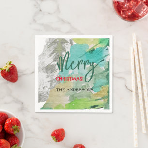 Custom Modern Christmas Tree Wasserfarben Kunst Serviette