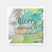 Custom Modern Christmas Tree Wasserfarben Kunst Serviette (Vorderseite)