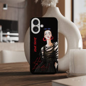 Custom Modern City Girl Black Red Graphic iPhone 16 Hülle