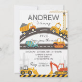 Custom Modern Construction Birthday card Einladung (Vorderseite)