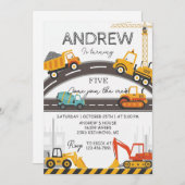 Custom Modern Construction Birthday card Einladung (Vorne/Hinten)