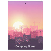 Custom Modern Construction City Sunset Clipboard Klemmbrett (Rückseite)