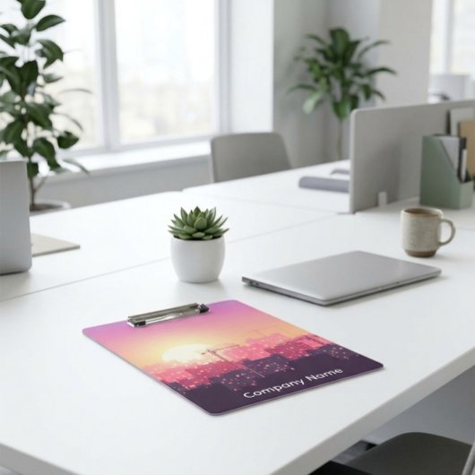 Custom Modern Construction City Sunset Clipboard Klemmbrett