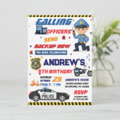 Custom Modern Cop Police Officer Birthday party Einladung (Stehend Vorderseite)