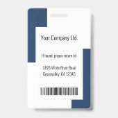 Custom Modern Corporate Employee ID Abzeichen Blue Ausweis (Rückseite)