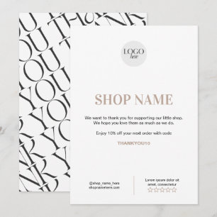 Custom Modern Danke-Card für den Shop Besitzer Dankeskarte